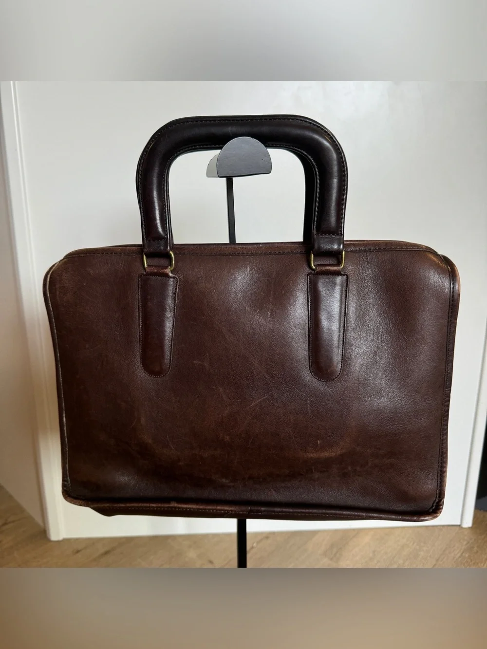 Vintage Coach Dark Brown Leather Briefcase with Top Handles